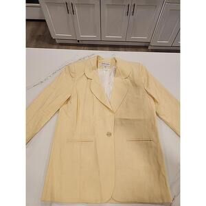 Vtg CAROL HORN Women's Rayon Yellow Breasted Blazer Jacket  USA Size 6